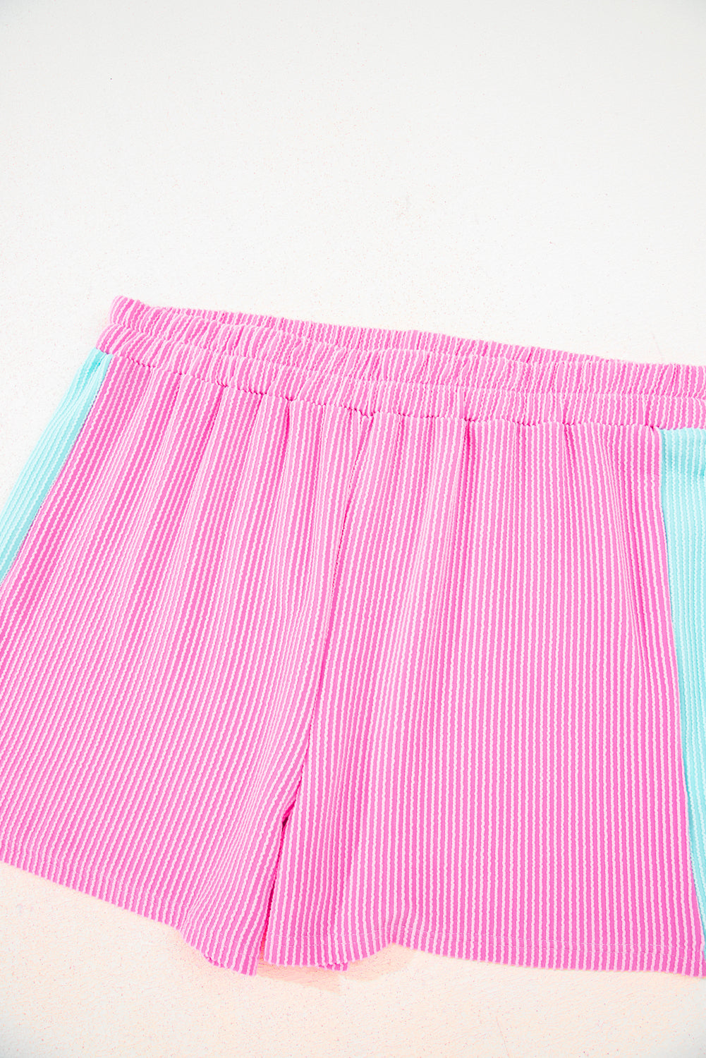 Bonbon Colorblock Corded Plus Size Two Piece Shorts Set