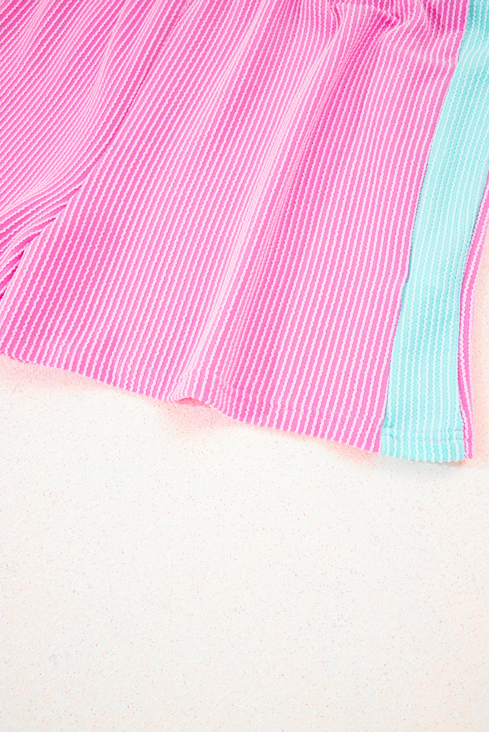 Bonbon Colorblock Corded Plus Size Two Piece Shorts Set
