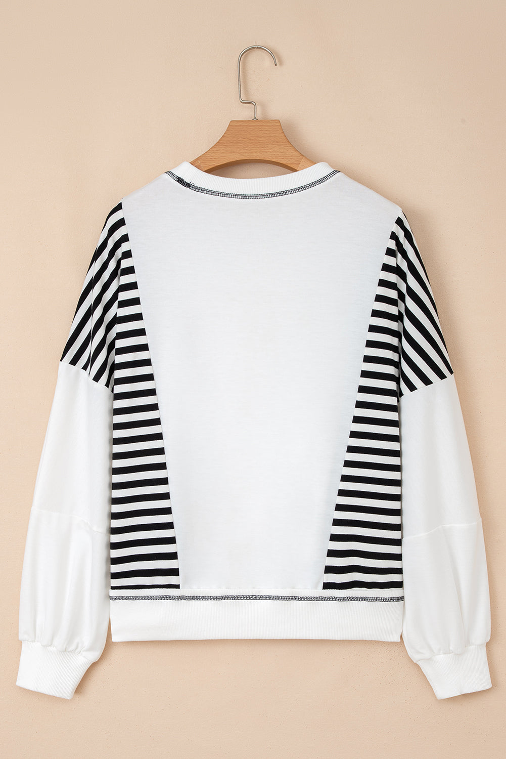 Green Striped Colorblock Patchwork Oversized Sweatshirt