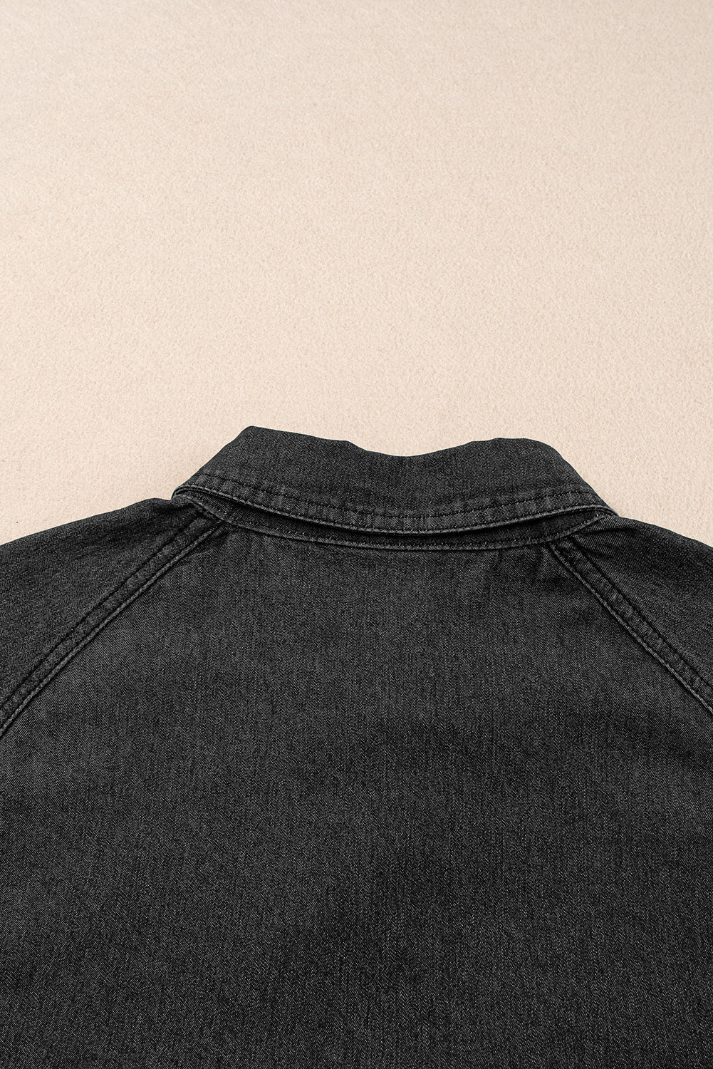 Black Short Sleeve Button Up Loose Denim Shirt Dress